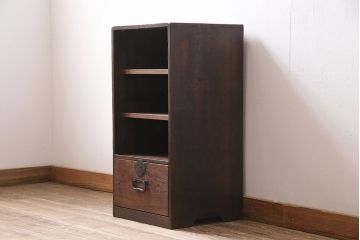 アンティーク家具　明治大正期　引き出し付き　味のある雰囲気が魅力の収納棚(本棚)(R-046119)