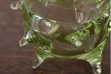 イタリア　ベネチアンガラス　グリーン(緑)　グラス4客セット(コップ、洋食器、ヴェネチアングラス)(R-046120)