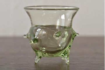 イタリア　ベネチアンガラス　グリーン(緑)　グラス4客セット(コップ、洋食器、ヴェネチアングラス)(R-046120)