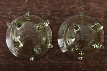 イタリア　ベネチアンガラス　グリーン(緑)　グラス4客セット(コップ、洋食器、ヴェネチアングラス)(R-046120)