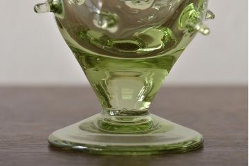 イタリア　ベネチアンガラス　グリーン(緑)　グラス4客セット(コップ、洋食器、ヴェネチアングラス)(R-046120)