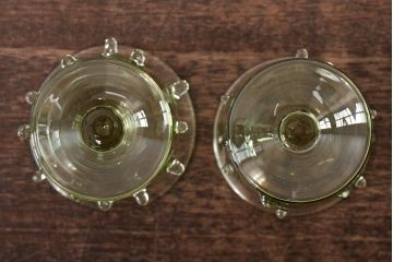 イタリア　ベネチアンガラス　グリーン(緑)　グラス4客セット(コップ、洋食器、ヴェネチアングラス)(R-046120)