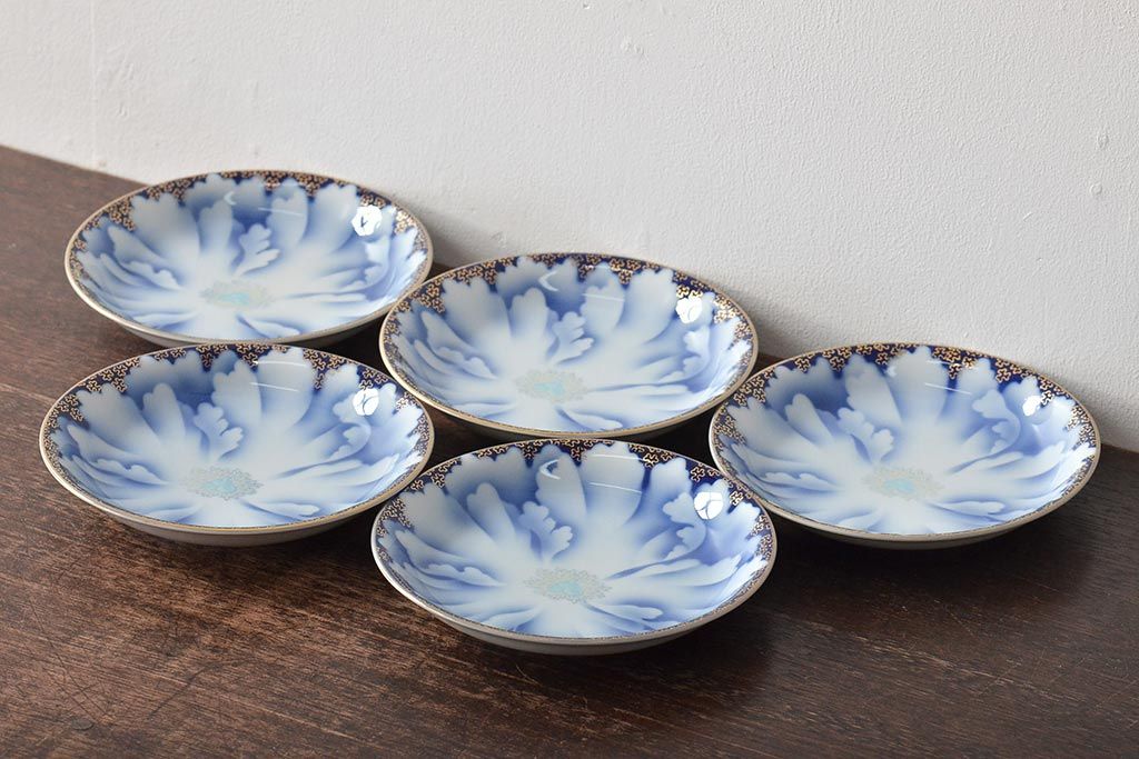 深川製磁　牡丹金ミル　小皿5枚セット(和食器)(R-046121)