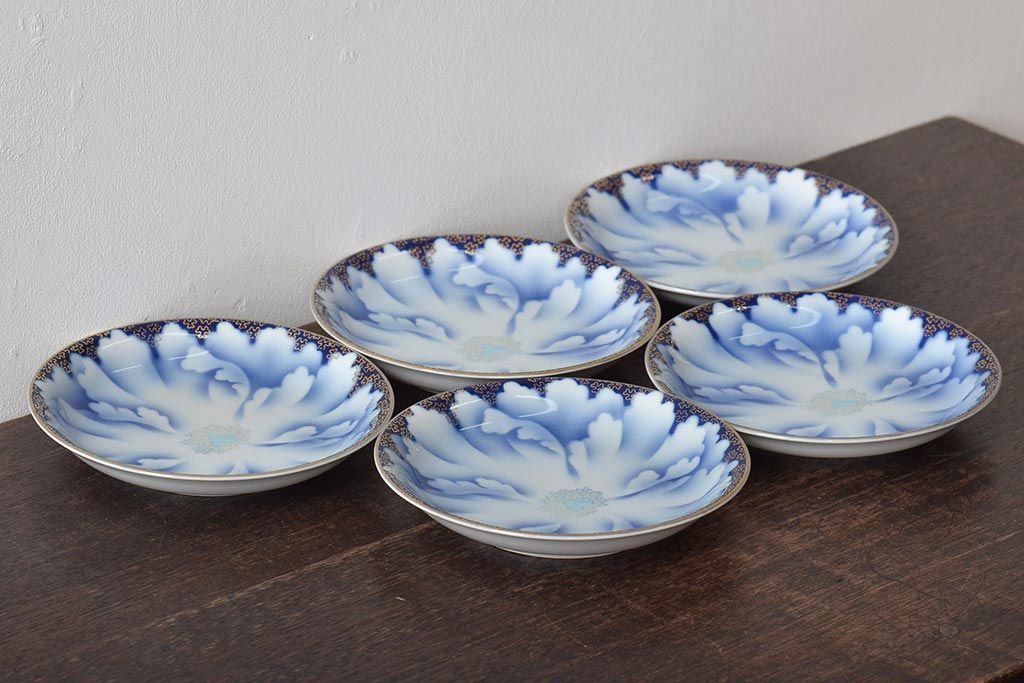 深川製磁　牡丹金ミル　小皿5枚セット(和食器)(R-046121)