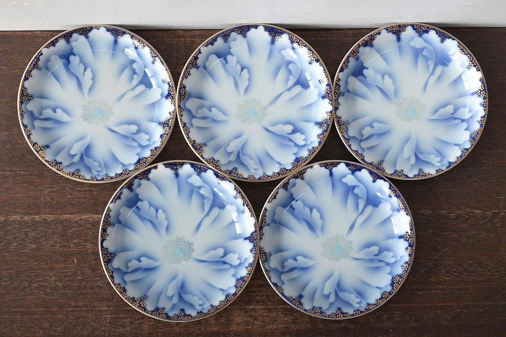 深川製磁　牡丹金ミル　小皿5枚セット(和食器)(R-046121)