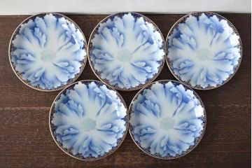 深川製磁　牡丹金ミル　小皿5枚セット(和食器)(R-046121)