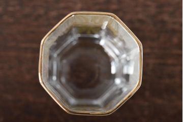 イタリア　ベネチアンガラス　金彩　花の図　グラス6客セット(コップ、タンブラー、ヴェネチアングラス)(R-046122)