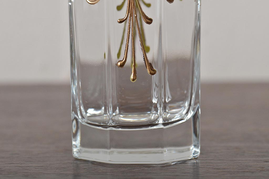 イタリア　ベネチアンガラス　金彩　花の図　グラス6客セット(コップ、タンブラー、ヴェネチアングラス)(R-046122)