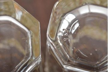 イタリア　ベネチアンガラス　金彩　花の図　グラス6客セット(コップ、タンブラー、ヴェネチアングラス)(R-046122)