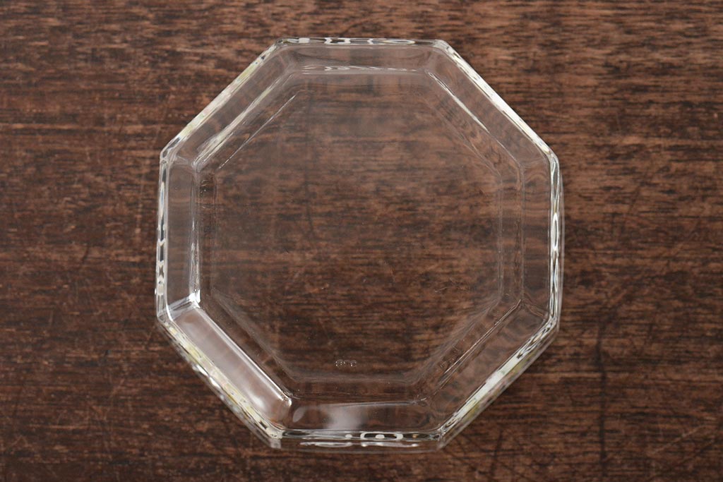 イタリア　ベネチアンガラス　金彩　花の図　小物入れ・お皿　2点セット(変形皿、菓子皿、洋食器、ヴェネチアングラス)(R-046123)