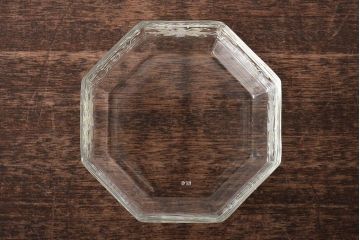 イタリア　ベネチアンガラス　金彩　花の図　小物入れ・お皿　2点セット(変形皿、菓子皿、洋食器、ヴェネチアングラス)(R-046124)