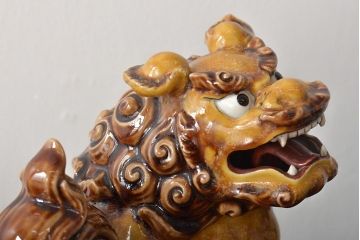 古い　九谷八十吉　獅子置物(作家物)(R-046136)