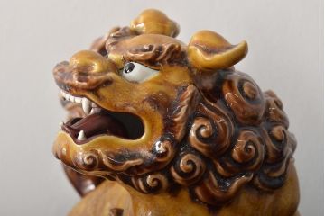 古い　九谷八十吉　獅子置物(作家物)(R-046136)