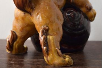 古い　九谷八十吉　獅子置物(作家物)(R-046136)