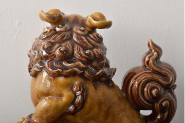 古い　九谷八十吉　獅子置物(作家物)(R-046136)