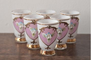 チェコ　ボヘミアガラス　花柄　金彩　デカンタ　グラス6客セット(ガラス瓶、コップ、洋食器)(R-046138)