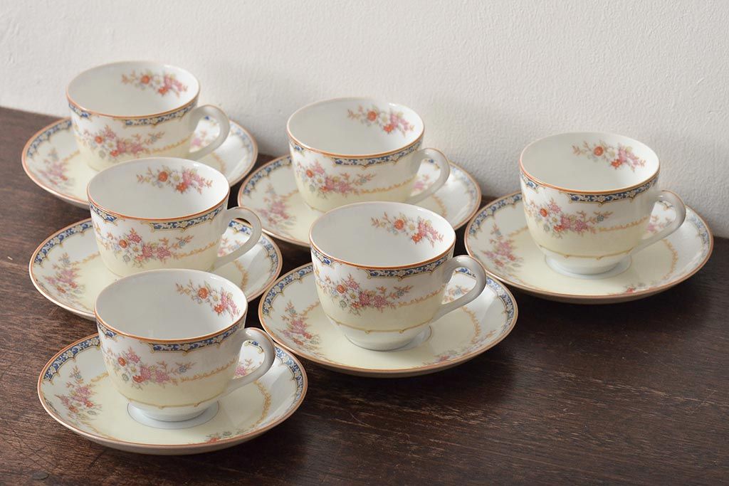 オールドノリタケ　カップ&ソーサー6客セット　共箱(洋食器)(R-046139)
