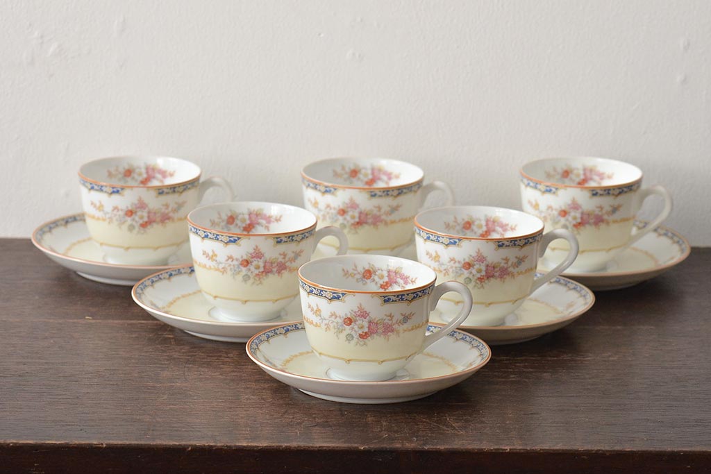 オールドノリタケ　カップ&ソーサー6客セット　共箱(洋食器)(R-046139)
