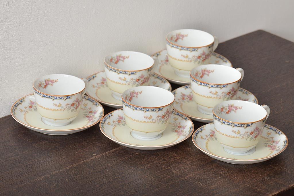 オールドノリタケ　カップ&ソーサー6客セット　共箱(洋食器)(R-046139)