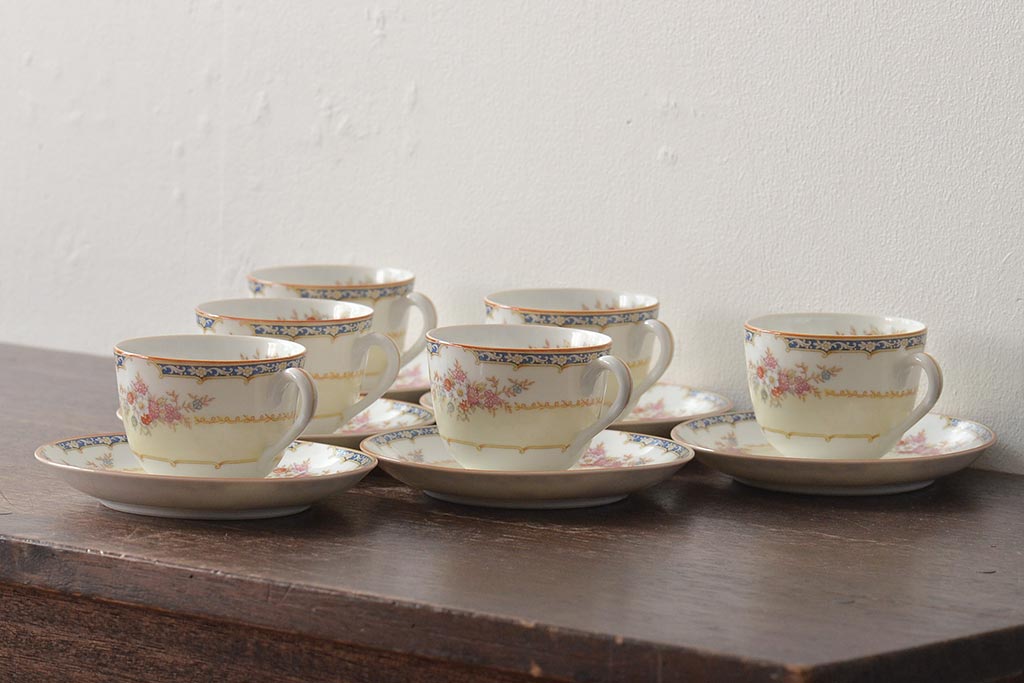 オールドノリタケ　カップ&ソーサー6客セット　共箱(洋食器)(R-046139)