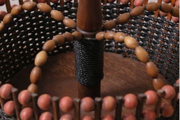 ヴィンテージ雑貨　昭和中期　木の実のような飾りが可愛らしい小物入れ(小物収納、カゴ、ビンテージ)(R-046142)