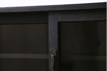 アンティーク家具　昭和初期　ペイント　マットブラックが格好良いシンプルな収納棚(戸棚、本棚)(R-046144)