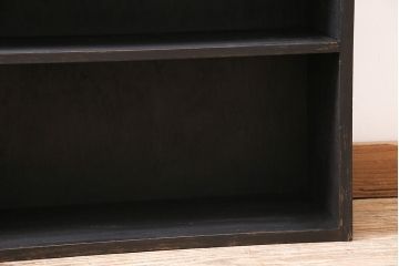 アンティーク家具　昭和初期　ペイント　マットブラックが格好良いシンプルな収納棚(戸棚、本棚)(R-046144)