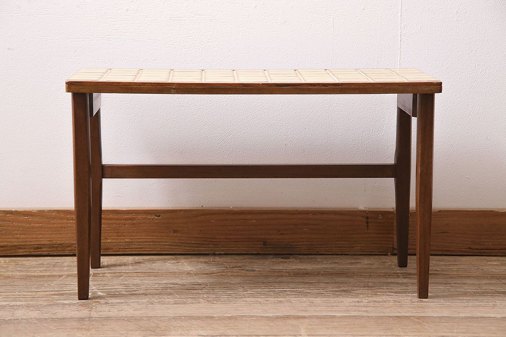北欧ヴィンテージ　チーク材　レトロなタイルトップのサイドテーブル(テーブル、ビンテージ)(R-046148)