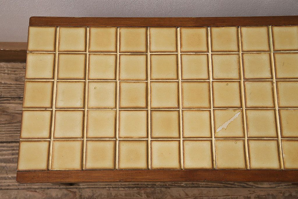 北欧ヴィンテージ　チーク材　レトロなタイルトップのサイドテーブル(テーブル、ビンテージ)(R-046148)