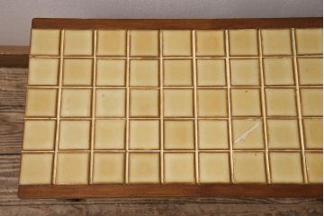 北欧ヴィンテージ　チーク材　レトロなタイルトップのサイドテーブル(テーブル、ビンテージ)(R-046148)