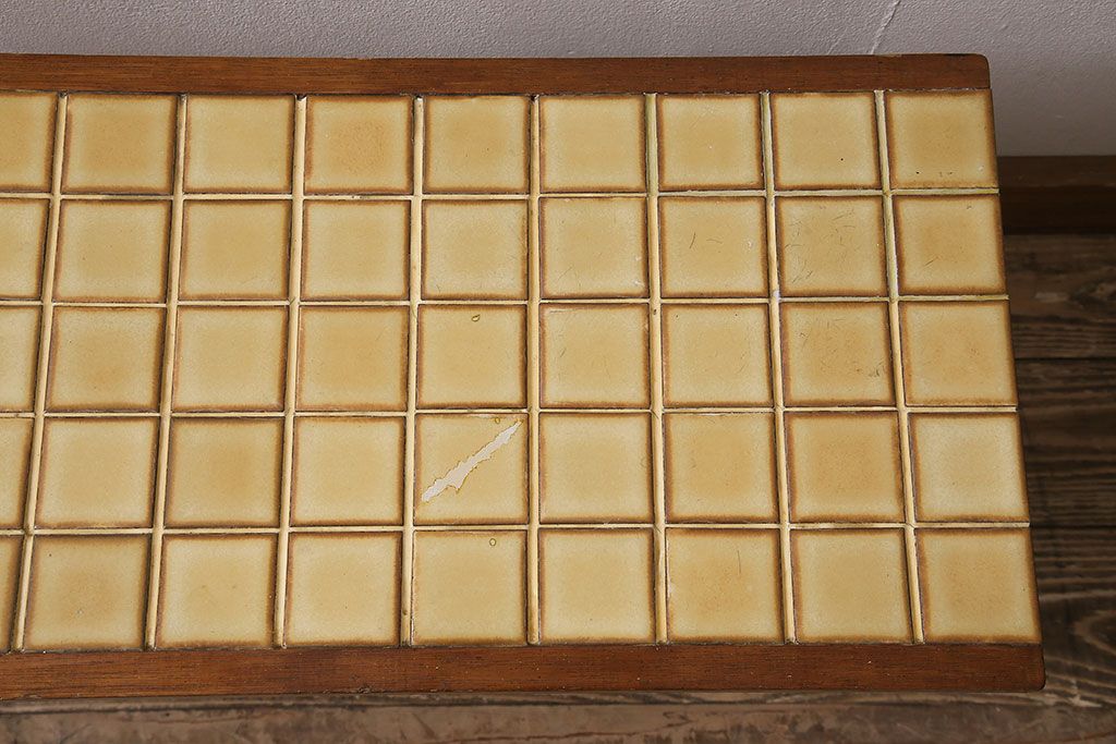 北欧ヴィンテージ　チーク材　レトロなタイルトップのサイドテーブル(テーブル、ビンテージ)(R-046148)