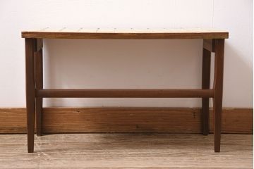 北欧ヴィンテージ　チーク材　レトロなタイルトップのサイドテーブル(テーブル、ビンテージ)(R-046148)