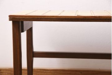 北欧ヴィンテージ　チーク材　レトロなタイルトップのサイドテーブル(テーブル、ビンテージ)(R-046149)