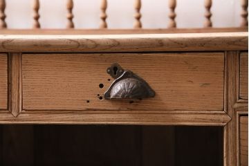 アンティーク家具　大正期　ストリップド(剥離)　総ケヤキ材　引き出し付き　座机にもなる2Wayデスク(両袖机、在宅ワーク、在宅用机、在宅ワーク、在宅用文机、在宅ワーク、在宅用平机、在宅ワーク、在宅用子供机)(R-046150)
