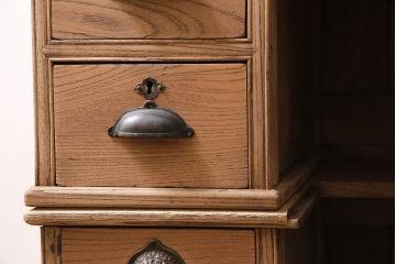 アンティーク家具　大正期　ストリップド(剥離)　総ケヤキ材　引き出し付き　座机にもなる2Wayデスク(両袖机、在宅ワーク、在宅用机、在宅ワーク、在宅用文机、在宅ワーク、在宅用平机、在宅ワーク、在宅用子供机)(R-046150)