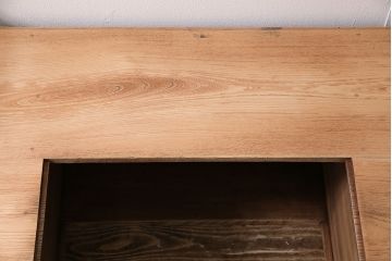 アンティーク家具　大正期　ストリップド(剥離)　総ケヤキ材　引き出し付き　座机にもなる2Wayデスク(両袖机、在宅ワーク、在宅用机、在宅ワーク、在宅用文机、在宅ワーク、在宅用平机、在宅ワーク、在宅用子供机)(R-046150)