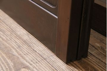 アンティーク建具　昭和初期　モールガラス　総漆塗り　大正ロマンの香り漂うシックなガラス戸2枚セット(引き戸)(R-046154)