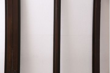 アンティーク建具　昭和初期　モールガラス　総漆塗り　大正ロマンの香り漂うシックなガラス戸2枚セット(引き戸)(R-046154)