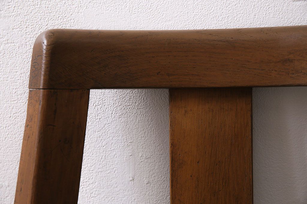 昭和レトロ　ナラ材　やさしい色合いの回転チェア(回転椅子、アームチェア、イス)(R-046155)