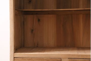 アンティーク家具　和製　昭和中期　ストリップド(剥離)　ニレ材　素朴な木の質感が楽しめる鉄脚付き収納棚(戸棚、オープン棚)(R-046156)