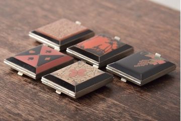 昭和初期　コンパクトミラー5点(トランプ、アールデコ)(R-046167)