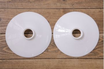 アンティーク照明　戦前　レトロな平笠シェードのペンダントライト2個セット(天井照明、吊り下げ照明、電笠)(R-046178)