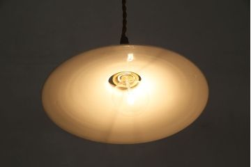 アンティーク照明　戦前　レトロな平笠シェードのペンダントライト2個セット(天井照明、吊り下げ照明、電笠)(R-046179)