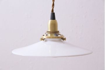 アンティーク照明　戦前　レトロな平笠シェードのペンダントライト2個セット(天井照明、吊り下げ照明、電笠)(R-046180)