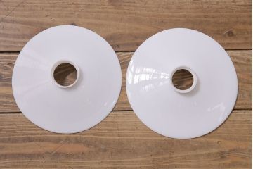 アンティーク照明　戦前　レトロな平笠シェードのペンダントライト2個セット(天井照明、吊り下げ照明、電笠)(R-046180)