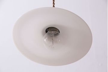 アンティーク照明　戦前　レトロな平笠シェードのペンダントライト2個セット(天井照明、吊り下げ照明、電笠)(R-046182)