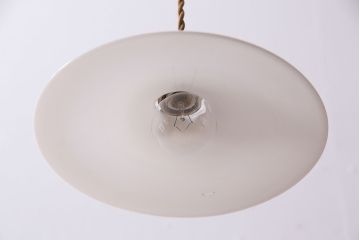 アンティーク照明　戦前　レトロな平笠シェードのペンダントライト2個セット(天井照明、吊り下げ照明、電笠)(R-046186)