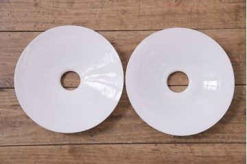 アンティーク照明　戦前　レトロな平笠シェードのペンダントライト2個セット(天井照明、吊り下げ照明、電笠)(R-046186)