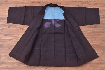 大正〜昭和初期　未使用　古い藍染木綿半纏(古布、呉服店) (R-046198)