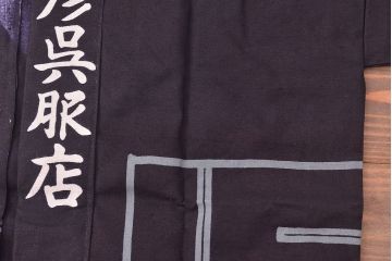 大正〜昭和初期　未使用　古い藍染木綿半纏(古布、呉服店) (R-046198)